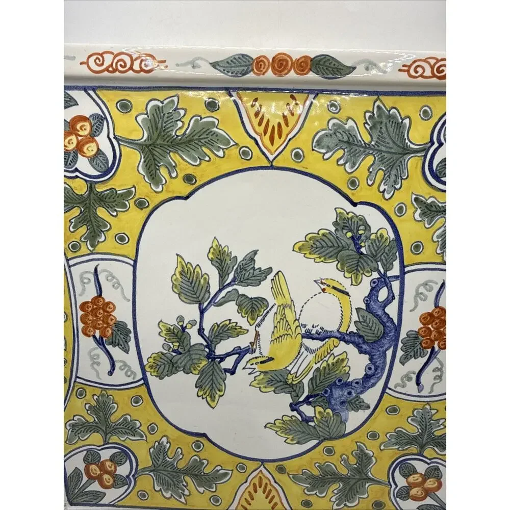 Rare Vintage Tiffany & Co. Hand Painted French Faience 12” Square Tray *